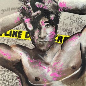 "Lines are for Crossing" Mixed Media Painting